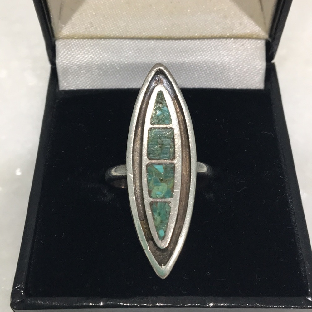 Vintage sterling and green turquoise ring size 6